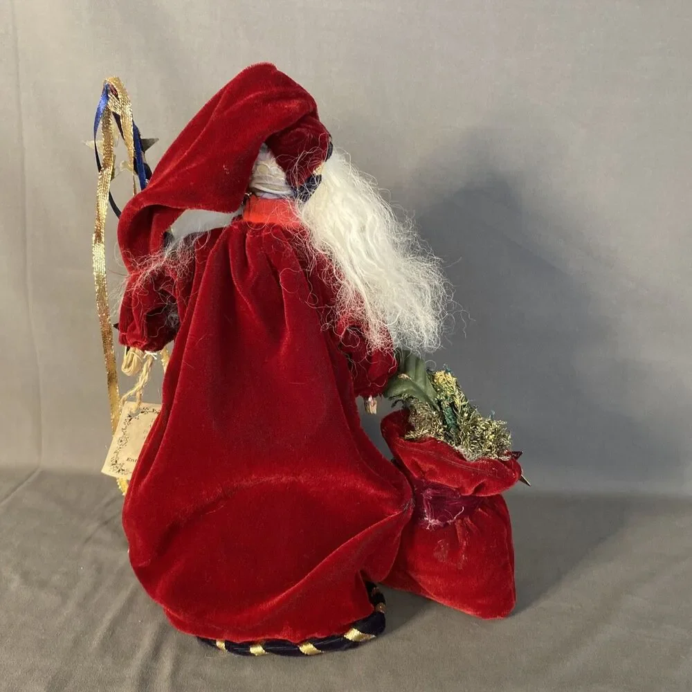 RARE Santa Figure Bouquet Enterprises Handcrafted W Staff Metal Star Toy Sack